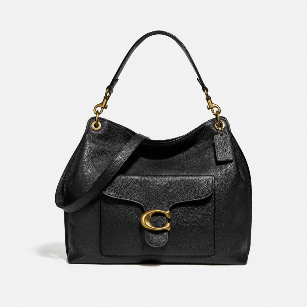 COACH®,TABBY HOBO,Leather,Large,Brass/Black,Front View