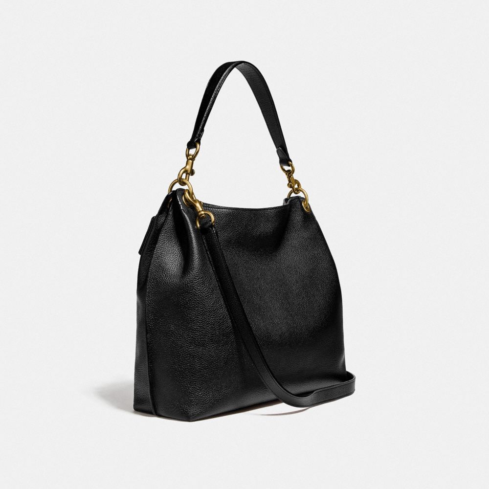 COACH®,TABBY HOBO,Leather,Large,Brass/Black,Angle View