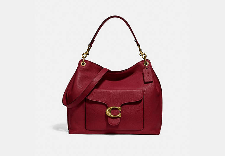 COACH®,TABBY HOBO,Cuir,Laiton/Rouge Foncé,Front View