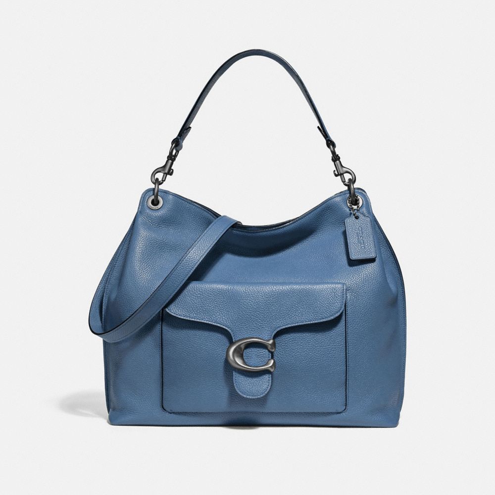 COACH®,TABBY HOBO,Leather,Large,Pewter/Stone Blue,Front View