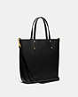 COACH®,CENTRAL SHOPPER TOTE,Leather,Medium,Gold/Black,Angle View
