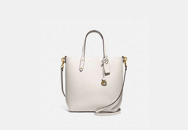 COACH®,CENTRAL SHOPPER TOTE,Leather,Medium,Gold/Chalk,Front View