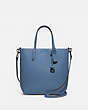 COACH®,CENTRAL SHOPPER TOTE,Leather,Medium,Gunmetal/Stone Blue,Front View