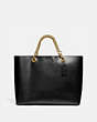 COACH®,SIGNATURE CHAIN CENTRAL TOTE,Leather,X-Large,Brass/Black,Front View