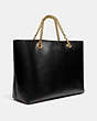 COACH®,SIGNATURE CHAIN CENTRAL TOTE,Leather,X-Large,Brass/Black,Angle View