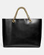 COACH®,SIGNATURE CHAIN CENTRAL TOTE,Leather,X-Large,Brass/Black,Back View