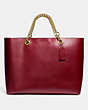 COACH®,SIGNATURE CHAIN CENTRAL TOTE,Leather,X-Large,Brass/Deep Red,Front View