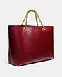 COACH®,SIGNATURE CHAIN CENTRAL TOTE,Leather,X-Large,Brass/Deep Red,Angle View