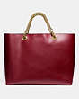 COACH®,SIGNATURE CHAIN CENTRAL TOTE,Leather,X-Large,Brass/Deep Red,Back View