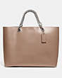 COACH®,SIGNATURE CHAIN CENTRAL TOTE,Leather,X-Large,Light Antique Nickel/Taupe,Front View