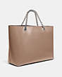 COACH®,SIGNATURE CHAIN CENTRAL TOTE,Leather,X-Large,Light Antique Nickel/Taupe,Angle View