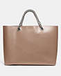 COACH®,SIGNATURE CHAIN CENTRAL TOTE,Leather,X-Large,Light Antique Nickel/Taupe,Back View