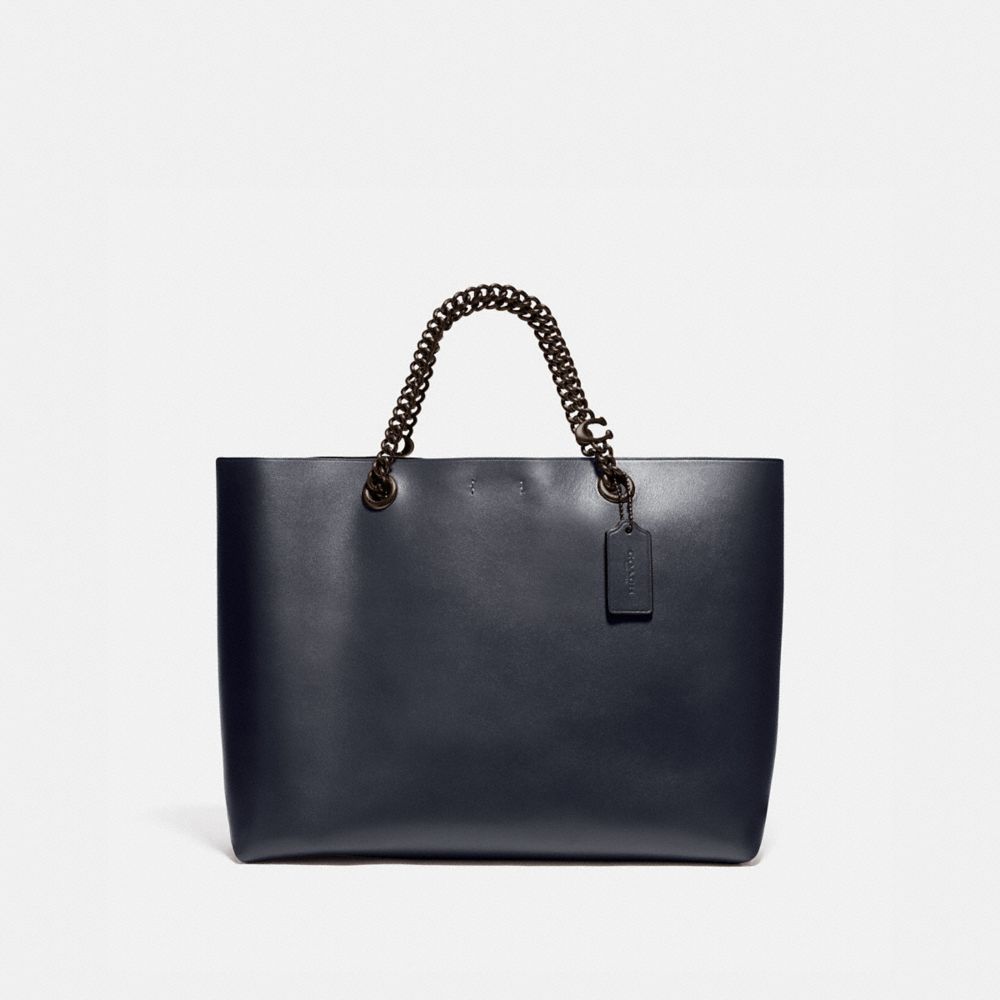 Refined calf leather central shopper online tote