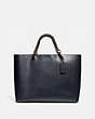 COACH®,SIGNATURE CHAIN CENTRAL TOTE,Leather,X-Large,Pewter/Midnight Navy,Front View