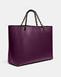 COACH®,SIGNATURE CHAIN CENTRAL TOTE,Leather,X-Large,Pewter/Boysenberry,Angle View
