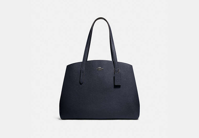 COACH®,CHARLIE CARRYALL 40,Leather,X-Large,Silver/Midnight Navy,Front View image number 0