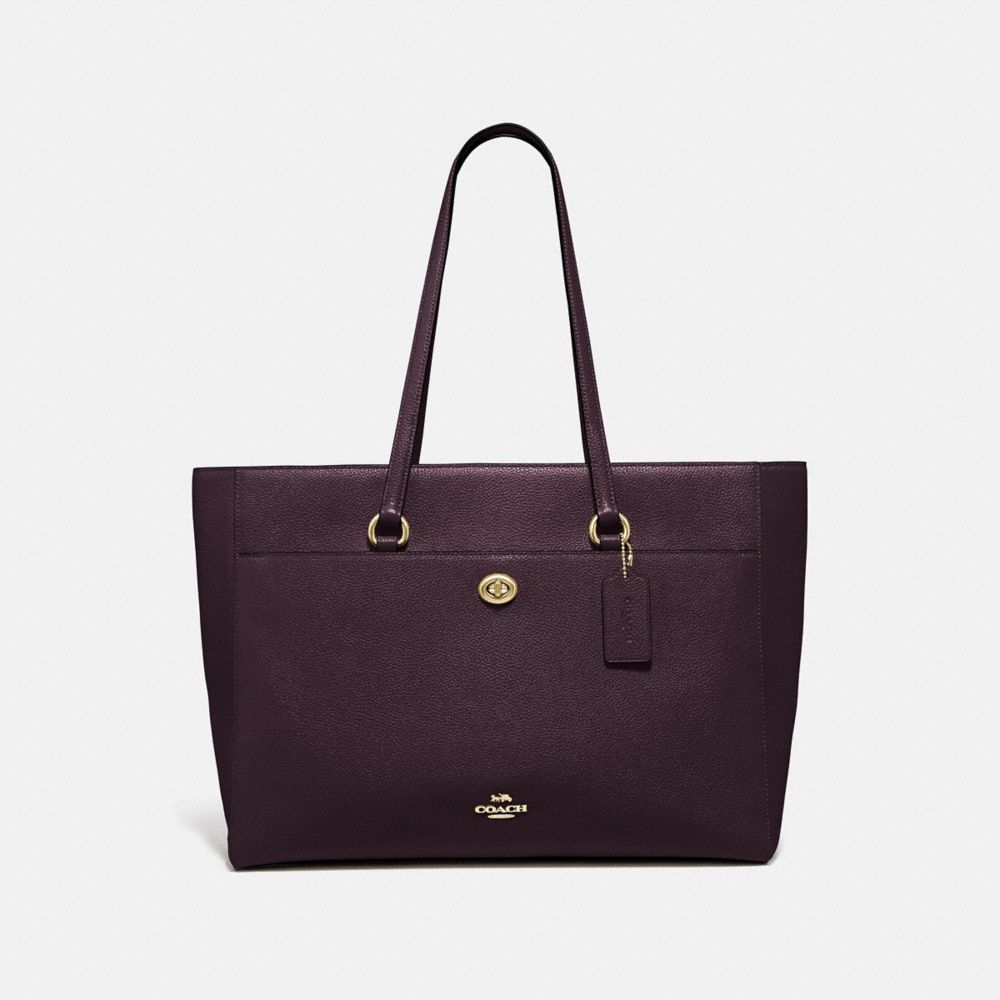 COACH®,FOLIO TOTE,Leather,X-Large,Brass/Oxblood,Front View