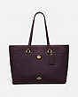 COACH®,FOLIO TOTE,Leather,X-Large,Brass/Oxblood,Front View
