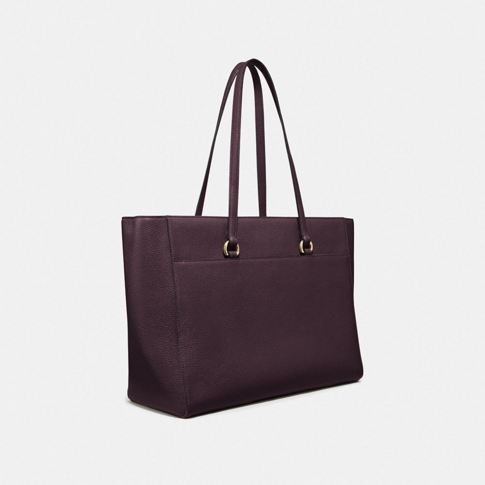 COACH®,FOLIO TOTE,Leather,X-Large,Brass/Oxblood,Angle View