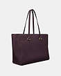 COACH®,FOLIO TOTE,Leather,X-Large,Brass/Oxblood,Angle View