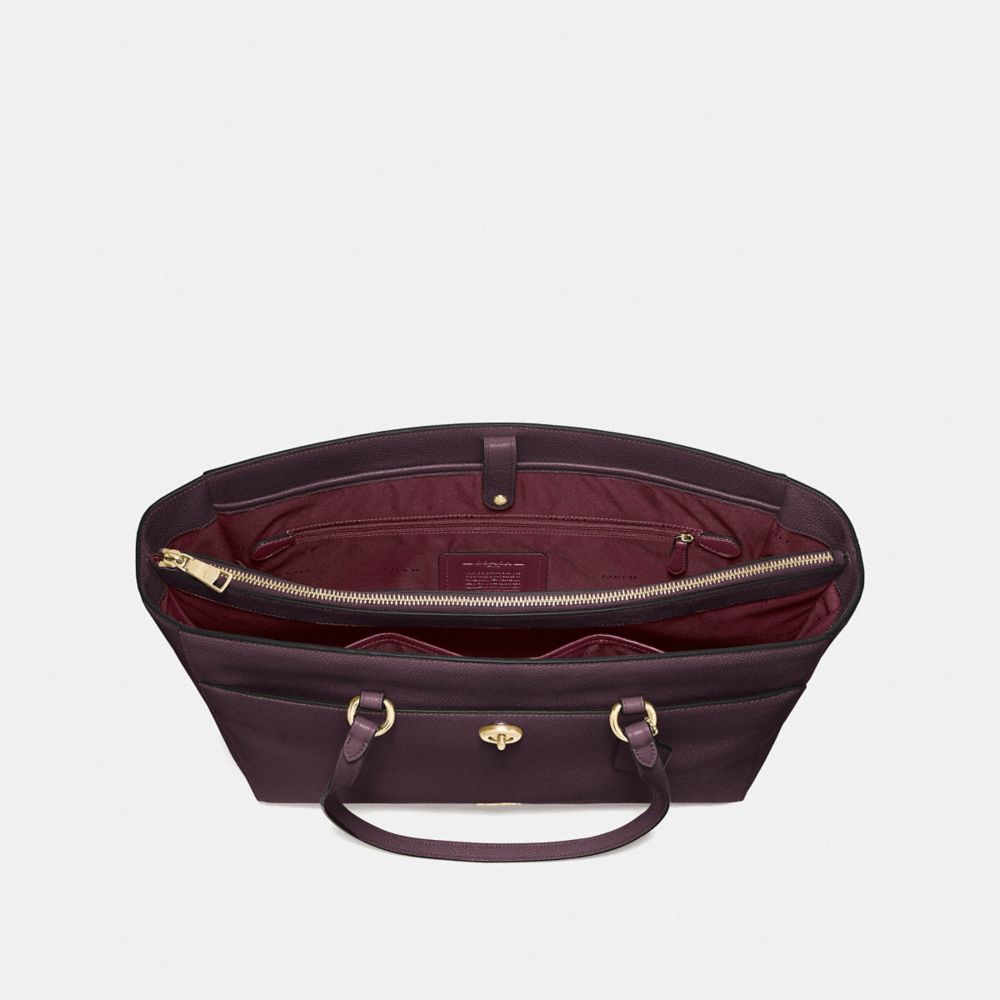 COACH®,FOLIO TOTE,Leather,X-Large,Brass/Oxblood,Inside View,Top View