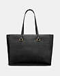 COACH®,FOLIO TOTE,Leather,X-Large,Gold/Black,Back View