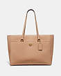 COACH®,FOLIO TOTE,Leather,X-Large,Gold/Beechwood,Front View