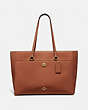 COACH®,FOLIO TOTE,Leather,X-Large,Gold/1941 Saddle,Front View