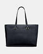 COACH®,FOLIO TOTE,Leather,X-Large,Silver/Midnight Navy,Back View