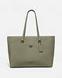 COACH®,FOLIO TOTE,Leather,X-Large,Pewter/Light Fern,Front View