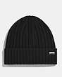 COACH®,CASHMERE SEED STITCH KNIT HAT,cashmere,Black,Front View