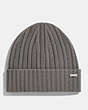 COACH®,CASHMERE SEED STITCH KNIT HAT,cashmere,HEATHER GREY,Front View