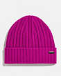 COACH®,CASHMERE SEED STITCH KNIT HAT,cashmere,MAGENTA,Front View