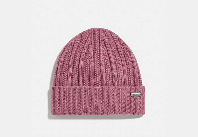 COACH®,CASHMERE SEED STITCH KNIT HAT,cashmere,True Pink,Front View