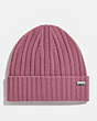 COACH®,CASHMERE SEED STITCH KNIT HAT,cashmere,True Pink,Front View