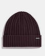 COACH®,CASHMERE SEED STITCH KNIT HAT,cashmere,OXBLOOD,Front View