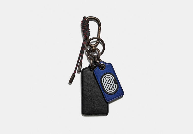 COACH®,KEY FOB WITH COACH PATCH,Leather,Sport Blue/Silver,Front View image number 0