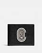 COACH®,DOUBLE BILLFOLD WALLET IN SIGNATURE JACQUARD WITH COACH PATCH,Nylon,Black/Chalk,Front View
