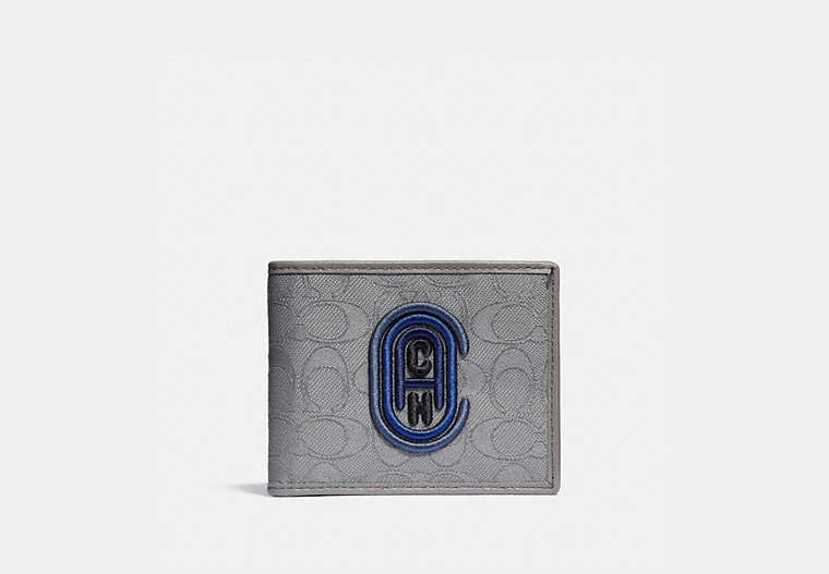 Double Billfold Wallet In Signature Jacquard With Coach Patch