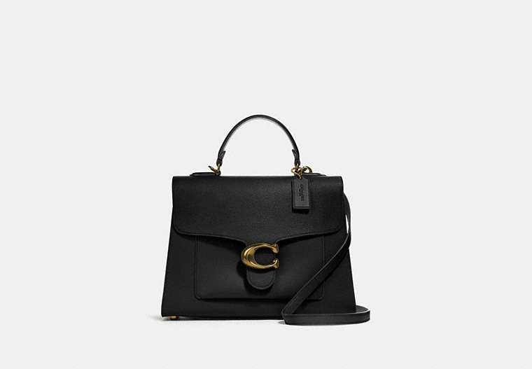 COACH®,TABBY TOP HANDLE,Leather,Brass/Black,Front View