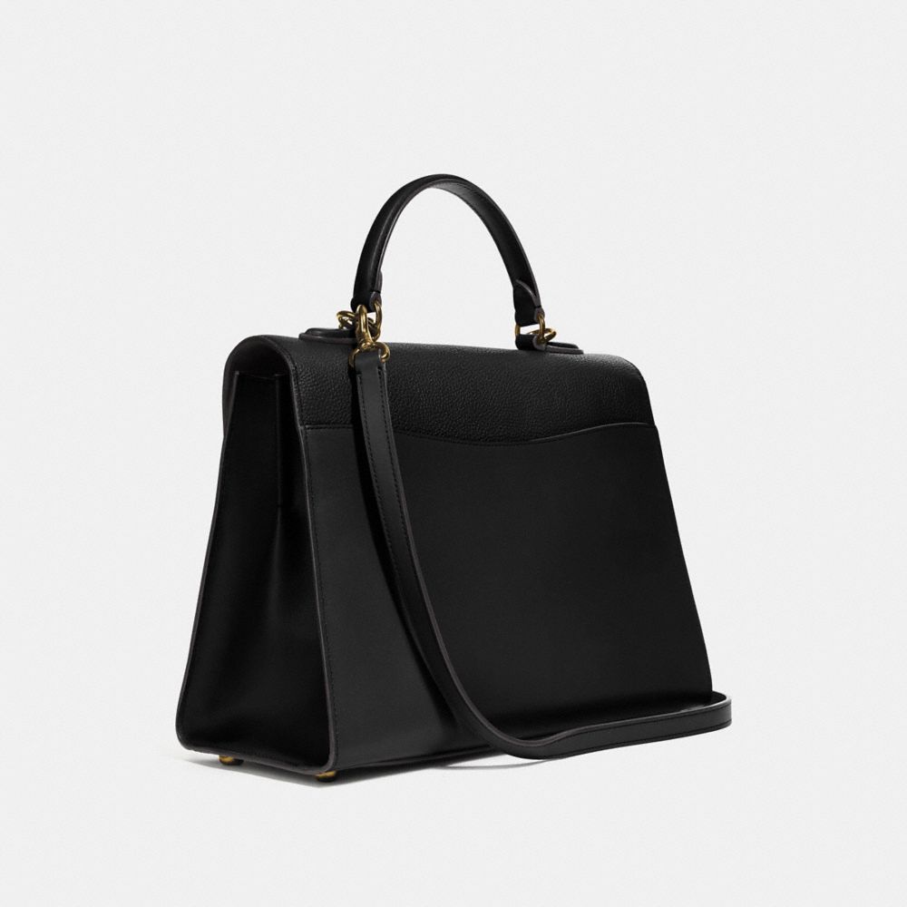 COACH®,TABBY TOP HANDLE,Leather,Brass/Black,Angle View