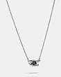 COACH®,SIGNATURE STONE NECKLACE,Plated Brass,Silver/Black,Front View