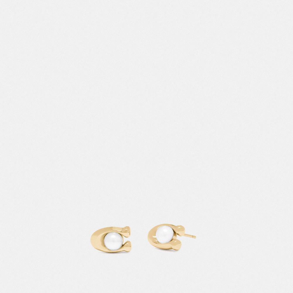 COACH®,Signature Stone Stud Earrings,,Front View