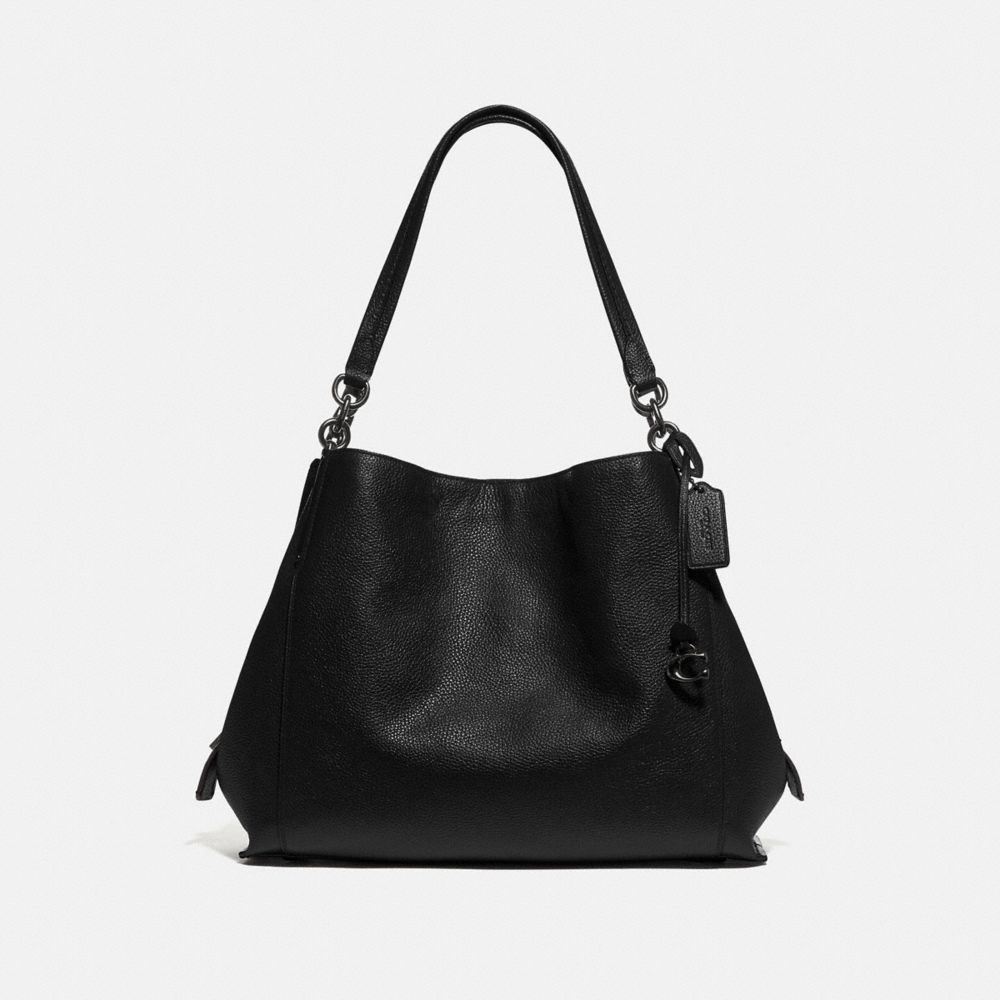 COACH®,DALTON BAG 31,Leather,Large,Gunmetal/Black,Front View image number 0