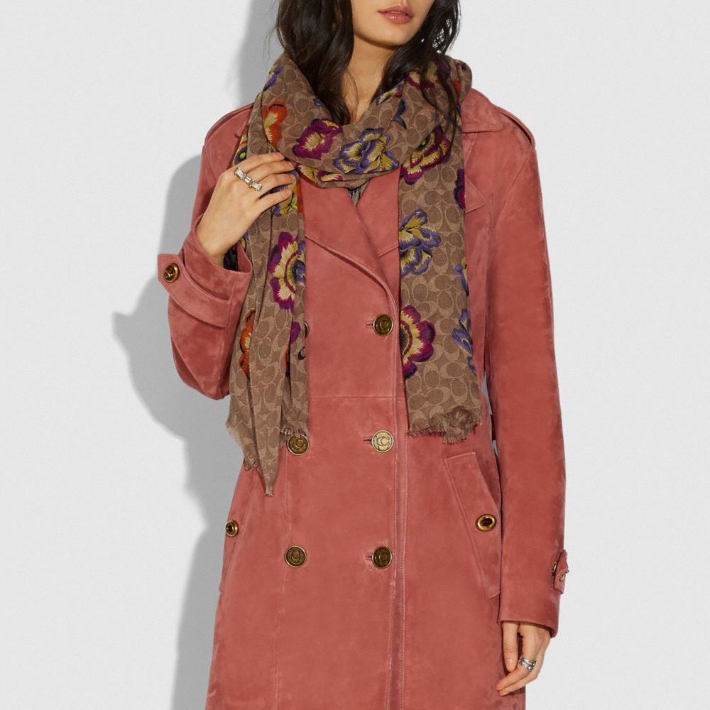 COACH®,Oblong Scarf With Kaffe Fassett Print,,Angle View