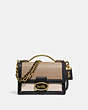 COACH®,RILEY TOP HANDLE 22 IN COLORBLOCK,Glovetan Leather,Small,Brass/Stone Multi,Front View