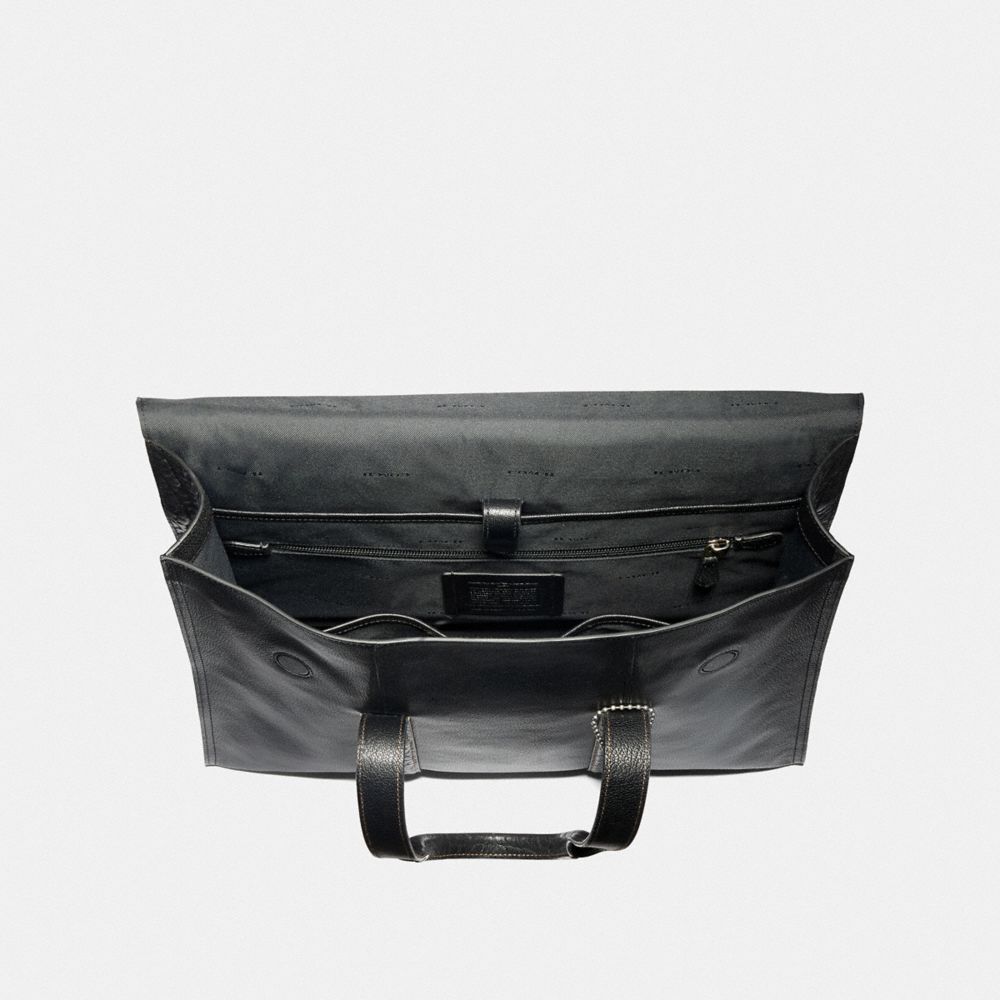 COACH®,METROPOLITAN PORTFOLIO WITH COACH PATCH,Leather,Light Antique Nickel/Black,Inside View,Top View