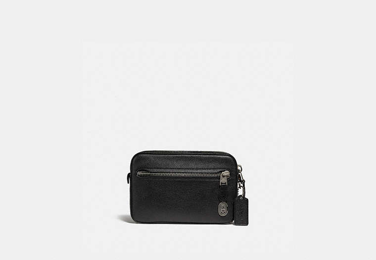 COACH®,METROPOLITAN SOFT BELT BAG WITH COACH PATCH,Leather,Mini,Light Antique Nickel/Black,Front View image number 0