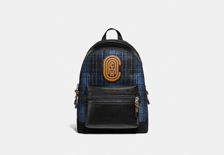 COACH®,ACADEMY BACKPACK WITH COACH PATCH,wool,Large,LH/Blue/Black,Front View image number 0