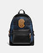 COACH®,ACADEMY BACKPACK WITH COACH PATCH,wool,Large,LH/Blue/Black,Front View